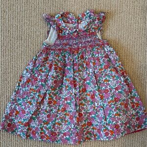 Mini Boden Kids' Adeline Smocked Dress-Pink Apple Blossom Floral, Size 4-5Y
